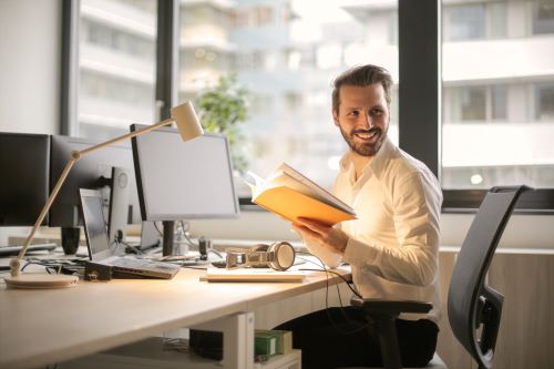 A person working at a desk.